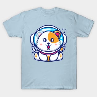 Cute baby cat wearing an astronaut helmet, cartoon character T-Shirt